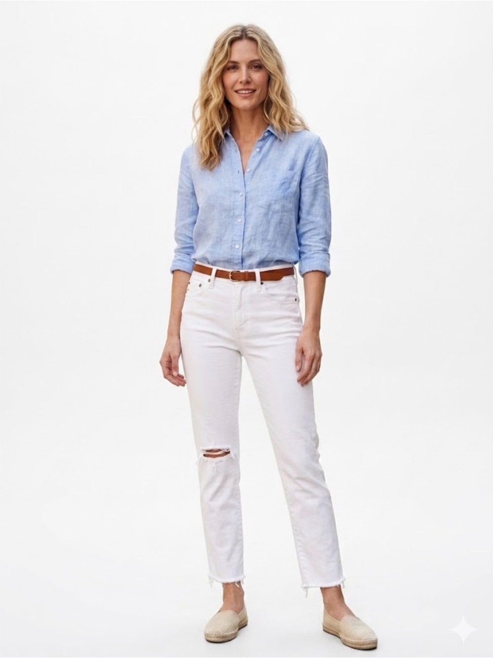Ag Isabelle White Jeans with Raw Hem